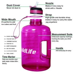 NWOT BuildLife Pink Motivational Water Bottle XL
